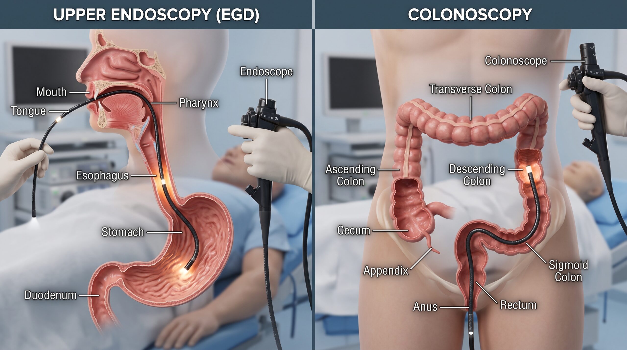 endoscopy or colonoscopy
