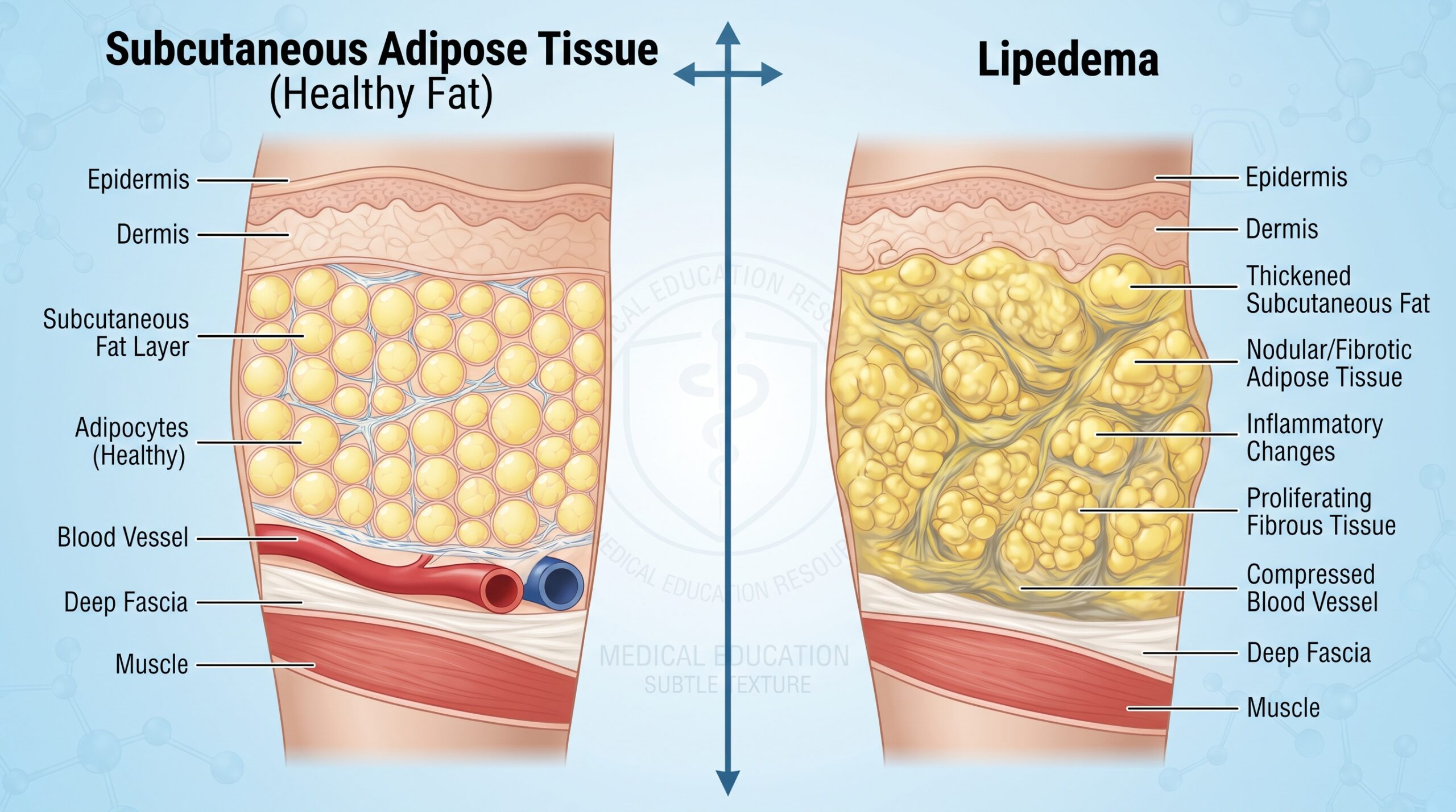 "fat or lipedema comparison showing common differences."