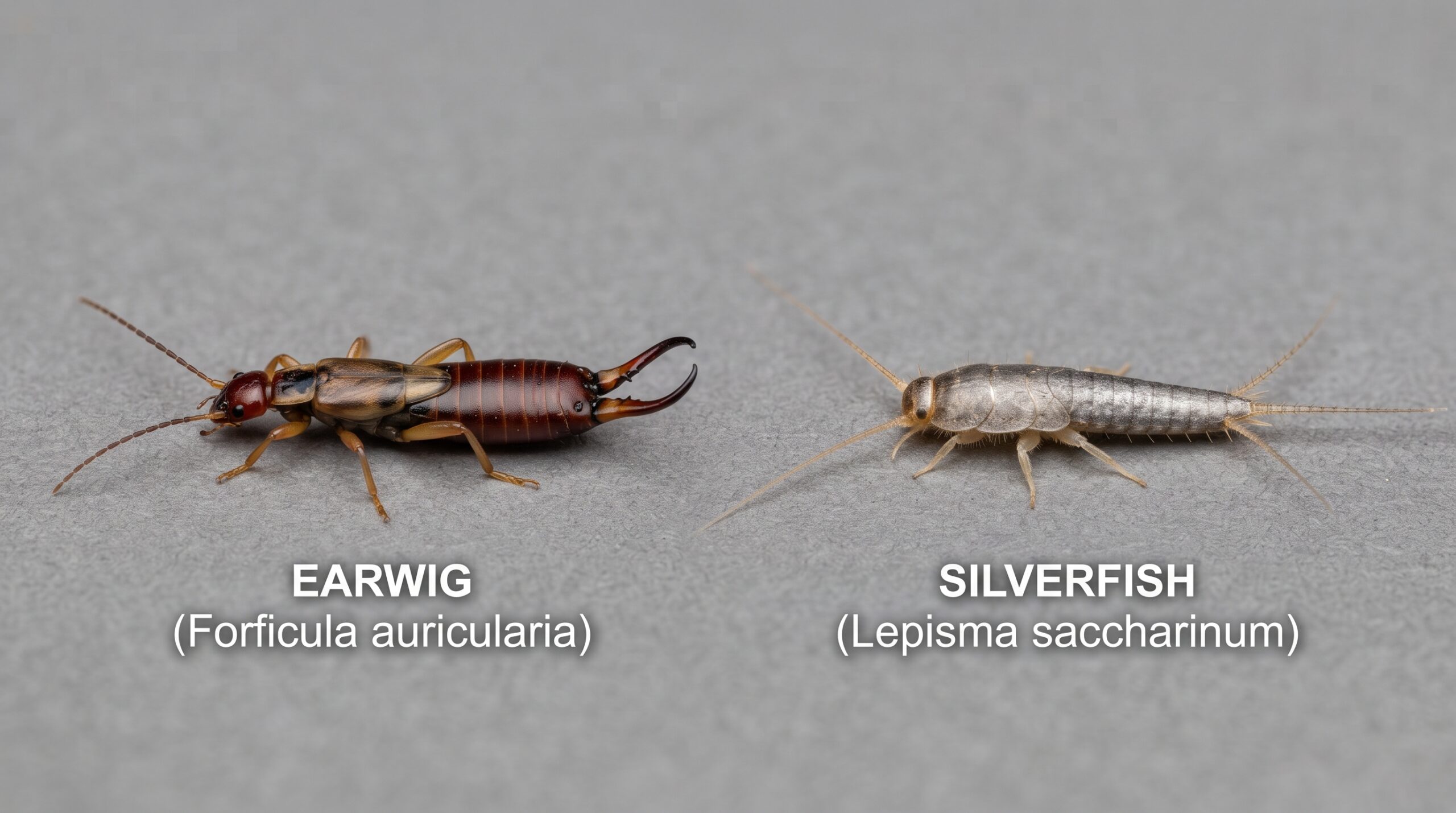 "earwig or silverfish identification comparison showing key differences"