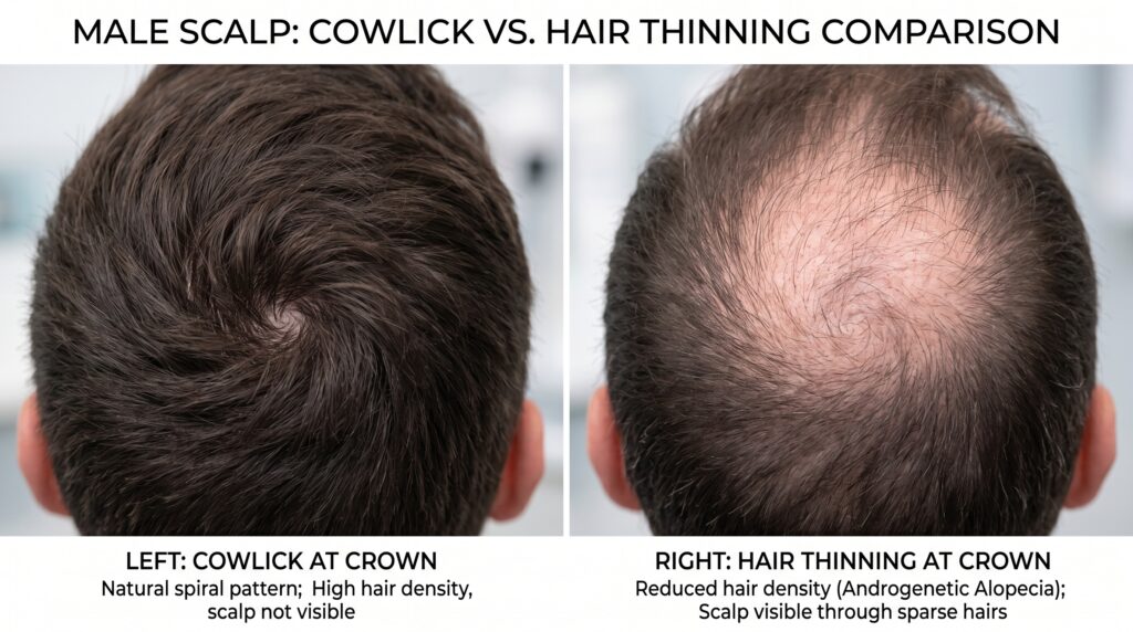 cowlick or thinning