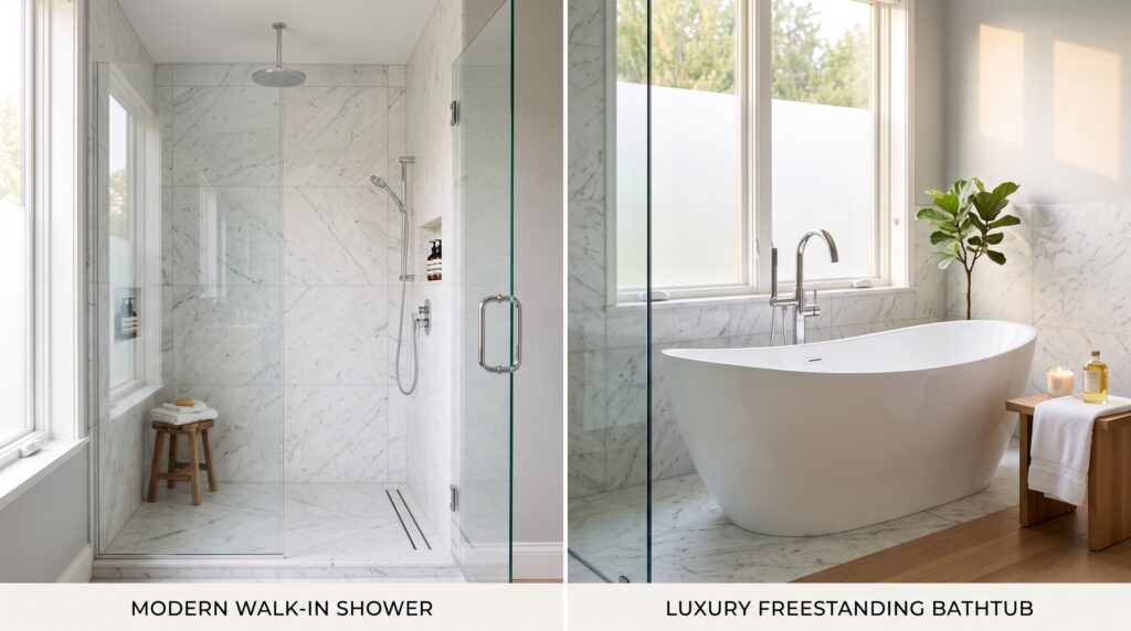 shower or tub