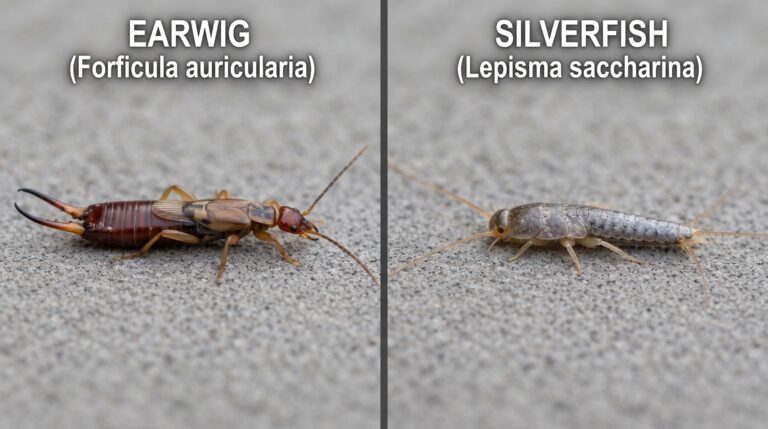 "earwig or silverfish identification comparison showing key differences"