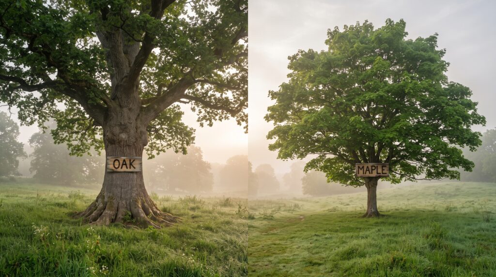 oak or maple wood grain comparison