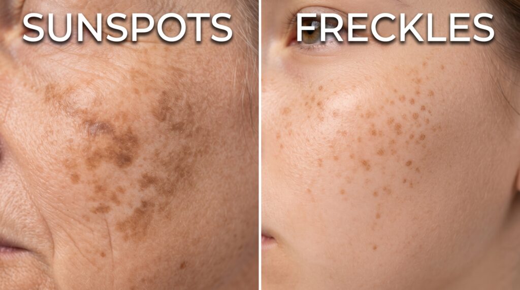 sunspots or freckles comparison